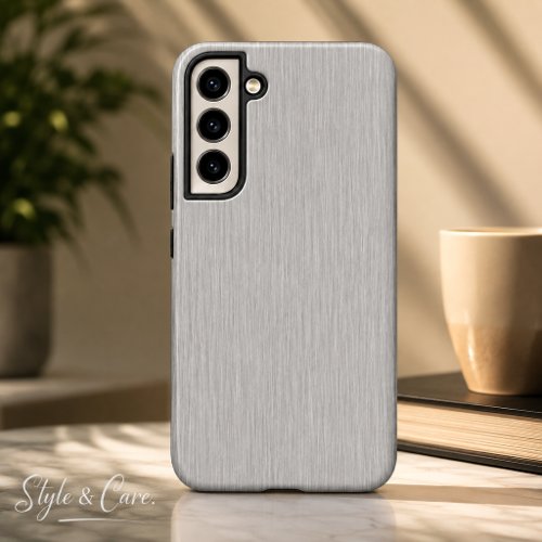Premium Brushed Silver Metal Texture Samsung Galaxy S22 Case