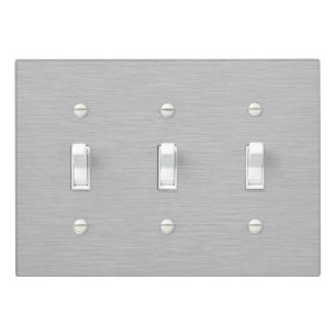 Premium Brushed Silver Metal Texture Triple Toggle Light Switch Cover