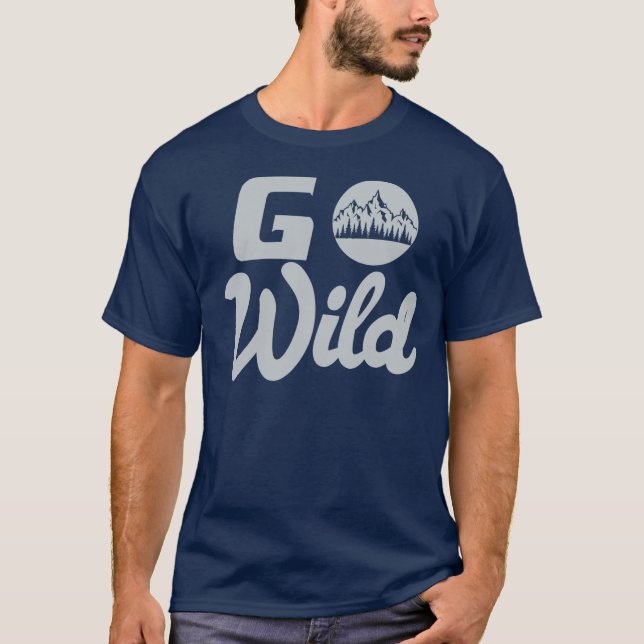 Premium Casual Go Wild Navy Blue T-Shirt (Front)