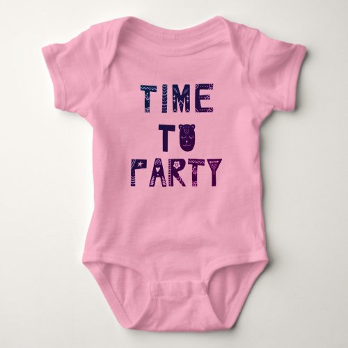 Premium Celebration Time To Party Birthday Pink Baby Bodysuit