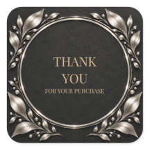Premium Charcoal Black Silver Thank You Sticker