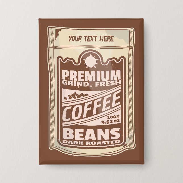 Premium coffee beans food poster cafe Barista Button (Front)
