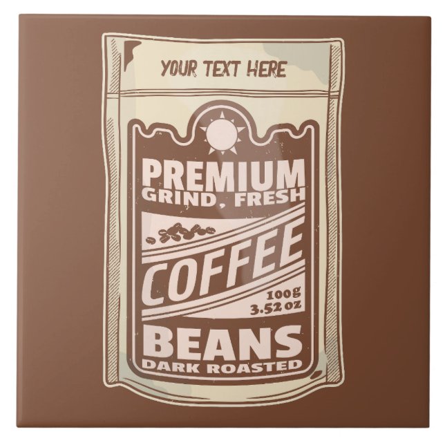 Premium coffee beans food poster cafe Barista Ceramic Tile (Front)