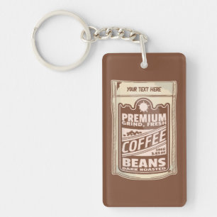 Premium coffee beans food poster cafe Barista Keychain
