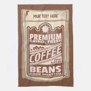Premium coffee beans food poster cafe Barista Kitchen Towel