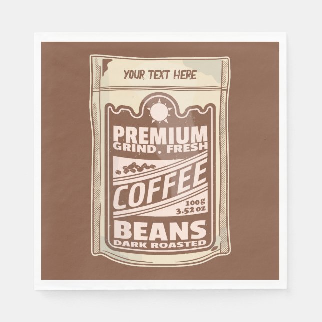 Premium coffee beans food poster cafe Barista Napkins (Front)