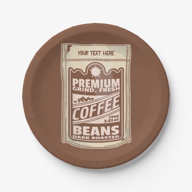 Premium coffee beans food poster cafe Barista Paper Plates (Front)