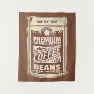Premium coffee beans food poster cafe Barista Tapestry