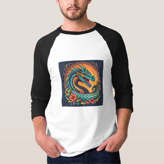 Premium Cotton Dragon Design T-Shirt. T-Shirt (Front)