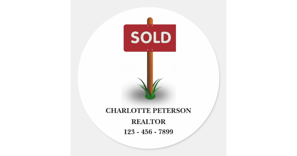 Property Sold Sticker Premium Custom Real Estate Sold Classic Round Sticker | Zazzle