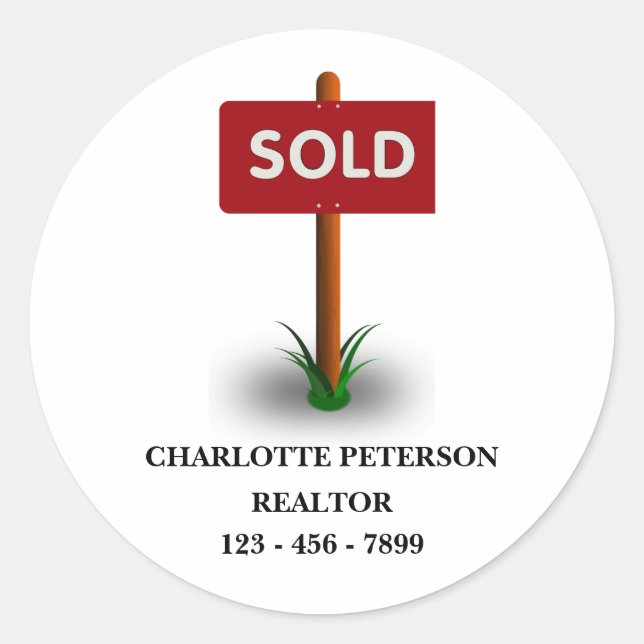 Premium Custom Real Estate Sold Classic Round Sticker (Front)