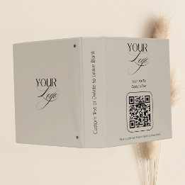 Premium Custom Text Pastel Vanilla QR Code Logo 3 Ring Binder