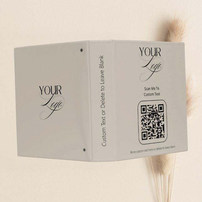 Premium Custom Text Pastel Vanilla QR Code Logo  3 Ring Binder (Creator Uploaded)