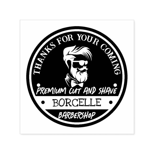 Premium Cut & Shave | Custom Barber Shop  Self-inking Stamp (Design)