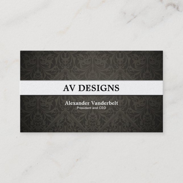 Premium Damask Black and Gold Business Card (Front)