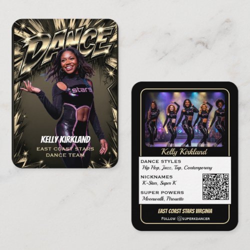 Premium Dance Trading Cards Black & Gold | QR Code