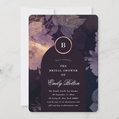 Premium Dark Boho Floral Arch Fall Bridal Shower Invitation