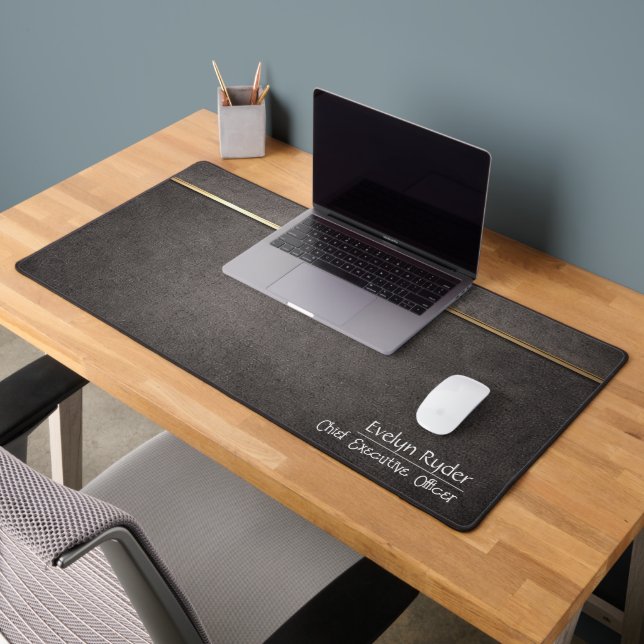 Premium Dark Desk Mat with Gold Accent (Office 2)