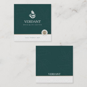 Premium Dark Green Coffee Shop Square Contact Card
