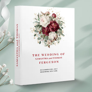Premium Deep Red Floral Eucalyptus Memory Album 3 Ring Binder