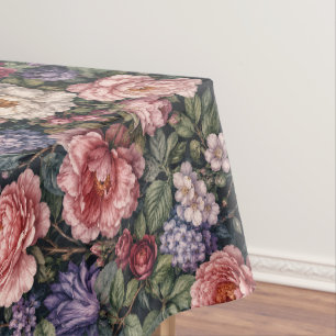 Premium Dense Botanical Floral Arrangement Tablecloth