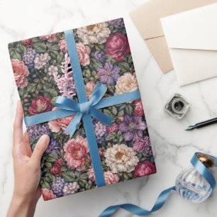 Premium Dense Botanical Floral Arrangement Wrapping Paper