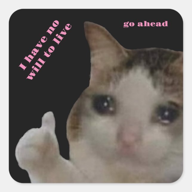 Premium Depressed Cat Sticker (Front)