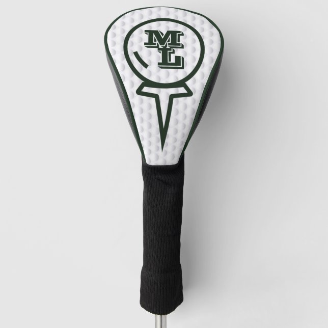 Premium Design - Personalized Monogram (Green) Golf Head Cover (Front)