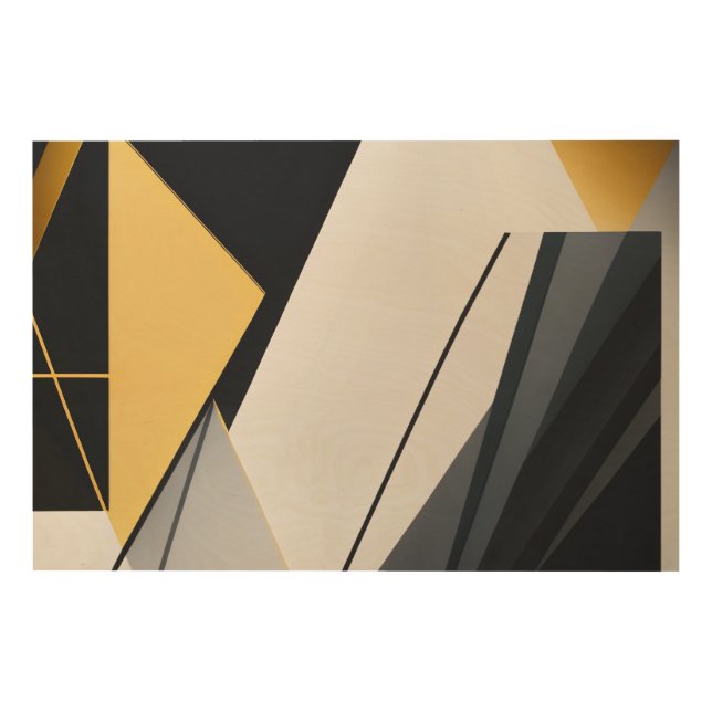 Premium Diagonal Geometry Wood Wall Art (Front)