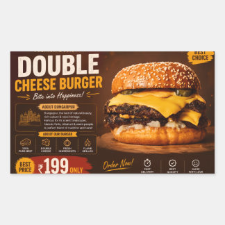 Premium Double Cheese Burger Promotional Poster – Rectangular Sticker