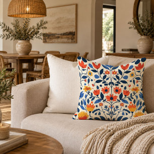 Premium Earthy Floral Throw Pillow Design Art