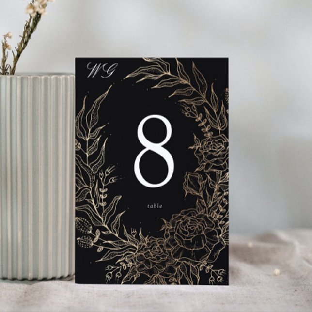 Premium Editable Gold Floral Wreath Wedding Table Number (Creator Uploaded)