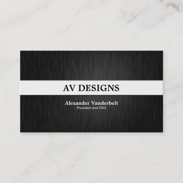 Premium Elegant Black and Silver Business Card (Front)