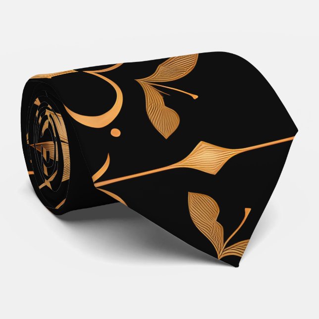Premium Elegant Black Boho Neck Tie (Rolled)