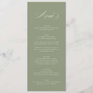 Premium Elegant Calligraphy Sage Green Wedding Menu