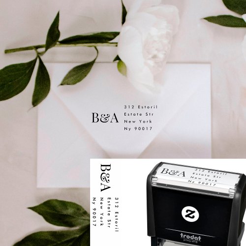 Premium Elegant  Editable Monogram Wedding Self_inking Stamp