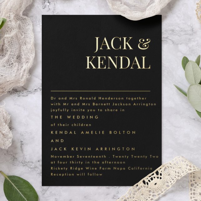 Premium Elegant | Editable Names Wedding Gold Foil Invitation (Creator Uploaded)