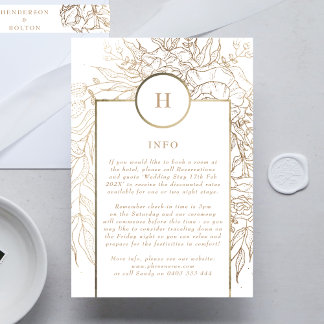 Premium Elegant Gold Monogram Wreath Wedding Enclosure Card