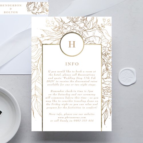 Premium Elegant Gold Monogram Wreath Wedding Enclosure Card