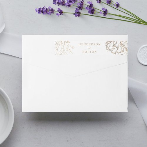 Premium Elegant Gold Monogram Wreath Wedding Wrap Around Label