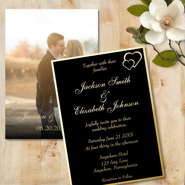 Premium Elegant Modern Photo on Back Wedding Foil Invitation (Creator Uploaded)