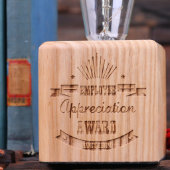 Premium Engraved Square Wooden Edison Lamp Award (Front)