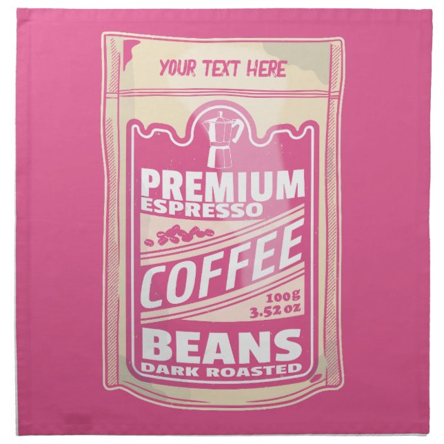 Premium espresso coffee beans pink food pop art cloth napkin (Front)