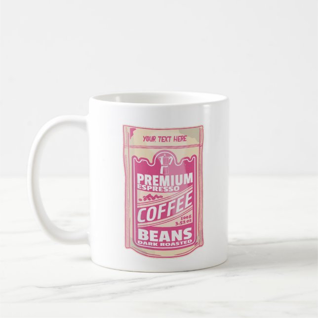 Premium espresso coffee beans pink food pop art coffee mug (Left)