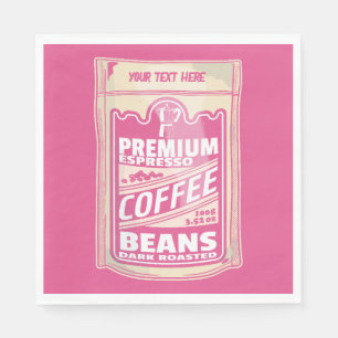 Premium espresso coffee beans pink food pop art napkins