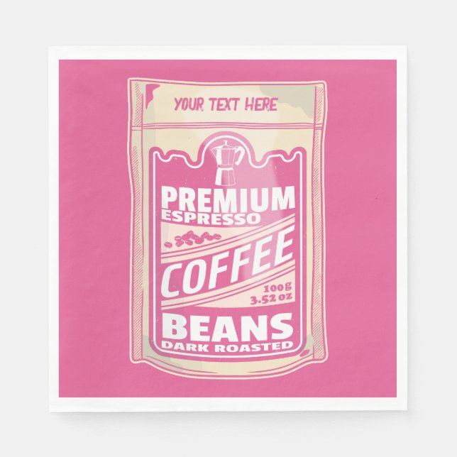 Premium espresso coffee beans pink food pop art napkins (Front)