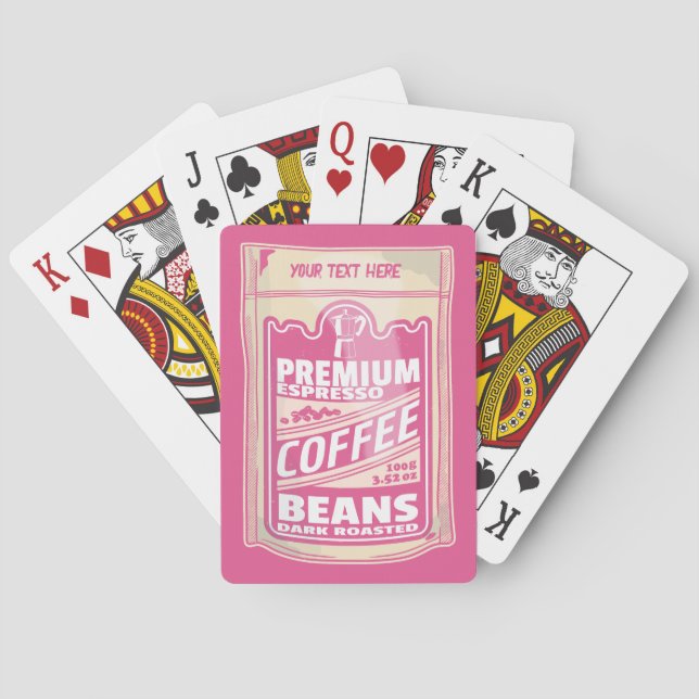 Premium espresso coffee beans pink food pop art poker cards (Back)