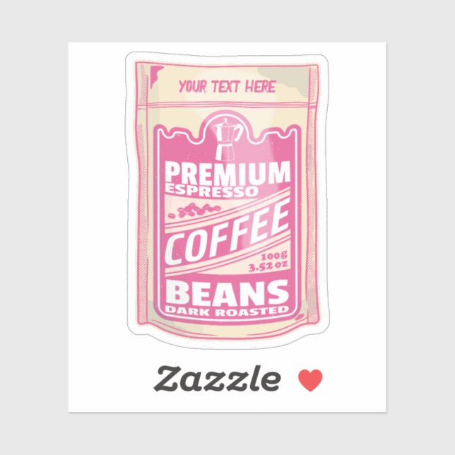 Premium espresso coffee beans pink food pop art sticker (Sheet)