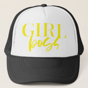 Premium   Girl Boss   Yellow Text Modern Ultra Trucker Hat