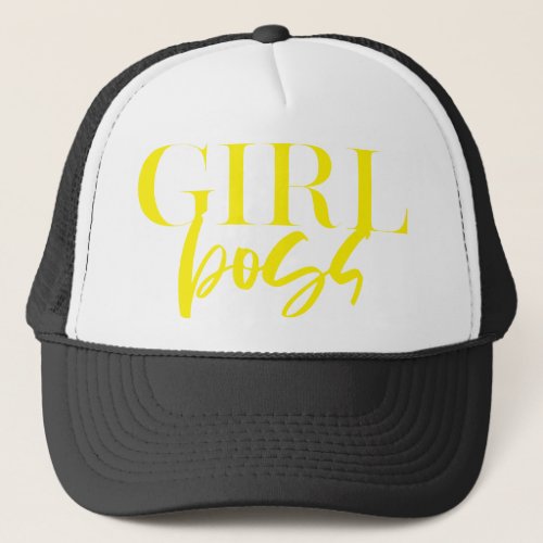 Premium  Girl Boss  Yellow Text Modern Ultra Trucker Hat